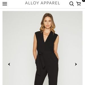 Alloy Plunging V Neck Black Jumpsuit- Small, Tall